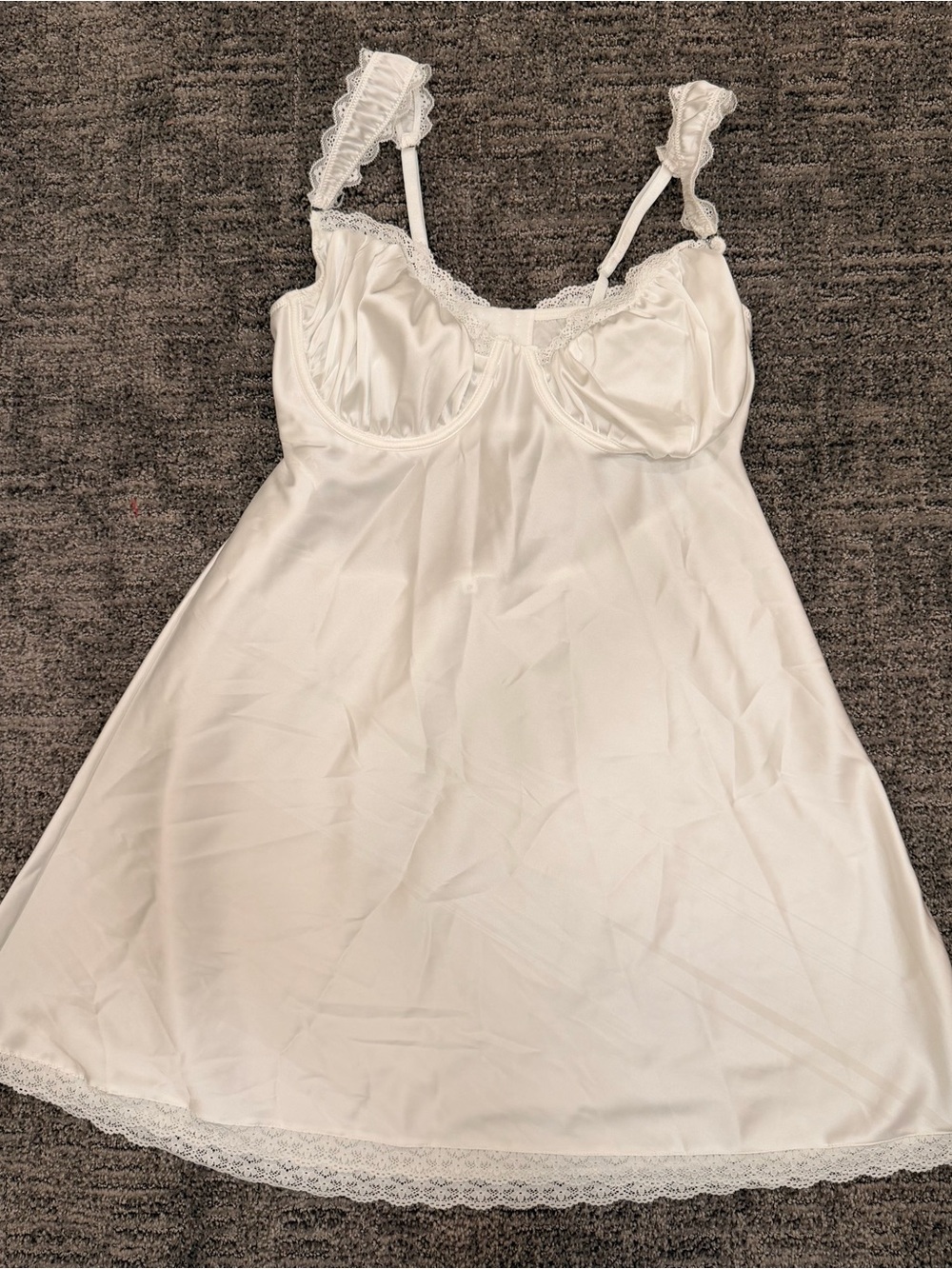 Kat The Label Celeste Slip Ivory Satin Underwire Lace Lingerie 2X
